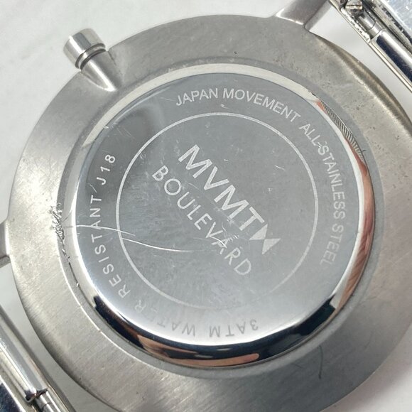 MVMT Watch Women 38mm Silver Tone Marble Dial Mesh Band New Battery